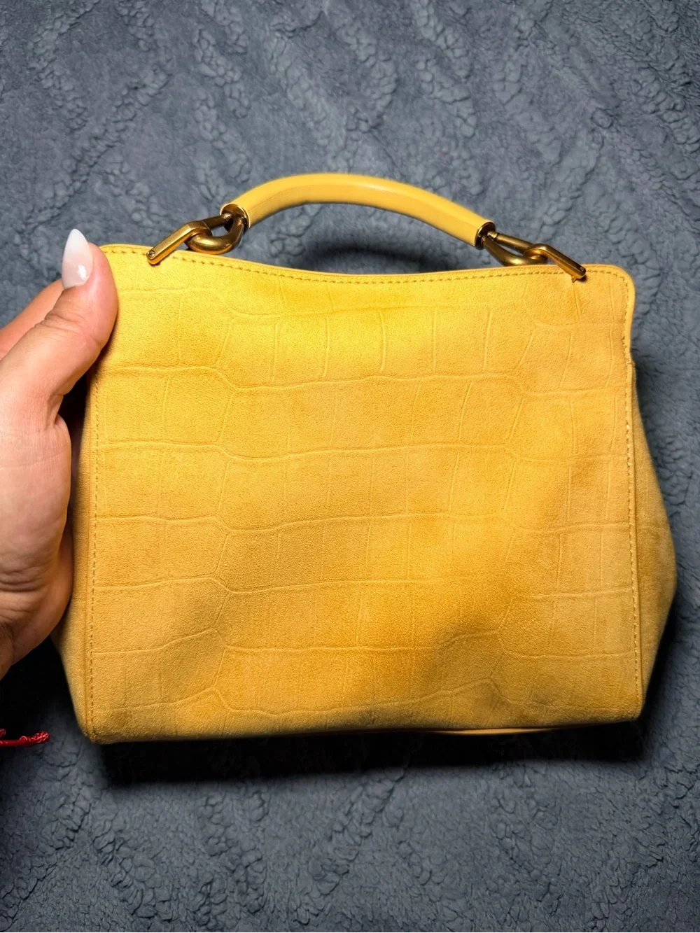 JW PEI Yellow Croc-Embossed Top-Handle Crossbody